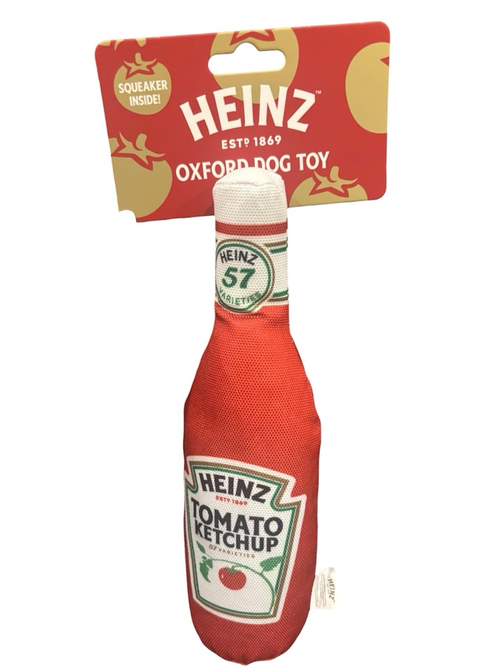 Heinz Tomato Ketchup Dog Squeaker Toy - Red